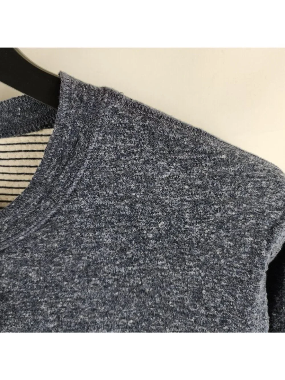 J Crew Shirt Mens Large Blue Knit Goods L/S Henley